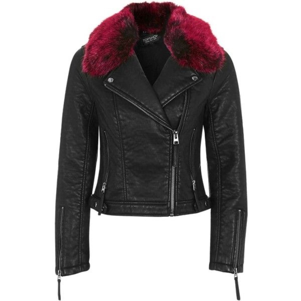 Top Shop Leather Fur Jacket